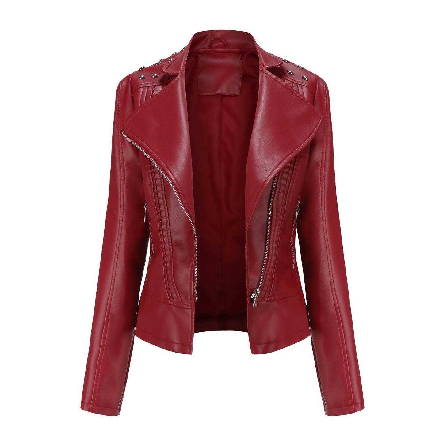 Edgy Studded Biker Jacket Zip Up Moto Style