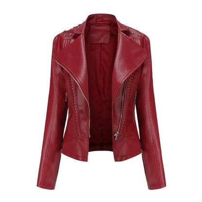 Edgy Studded Biker Jacket Zip Up Moto Style