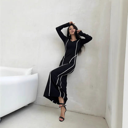 Slim Fit Women's Long Sleeve Stretch Dress - Nocini