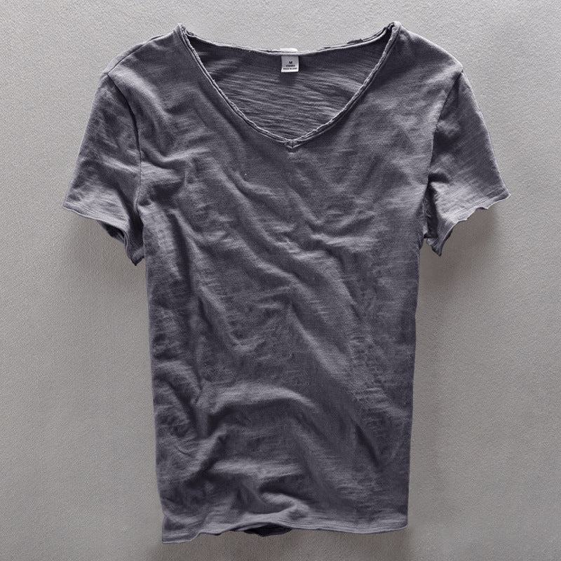Relaxed Fit Men's Short Sleeve V Neck Tee