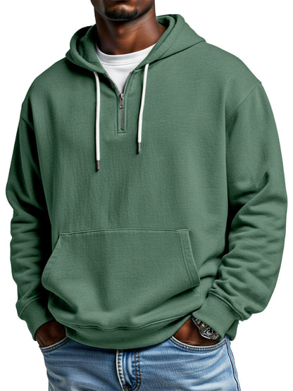 Men's Casual Hoodie Soft Quarter Zip Pocket