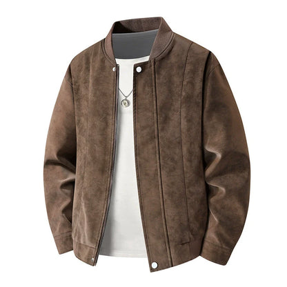 Slim Men's Synthetic Leather Jacket - Classic Fit