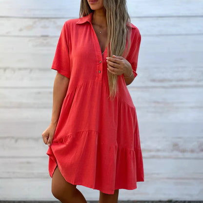 Casual Short Sleeve Cotton Sundress for Women