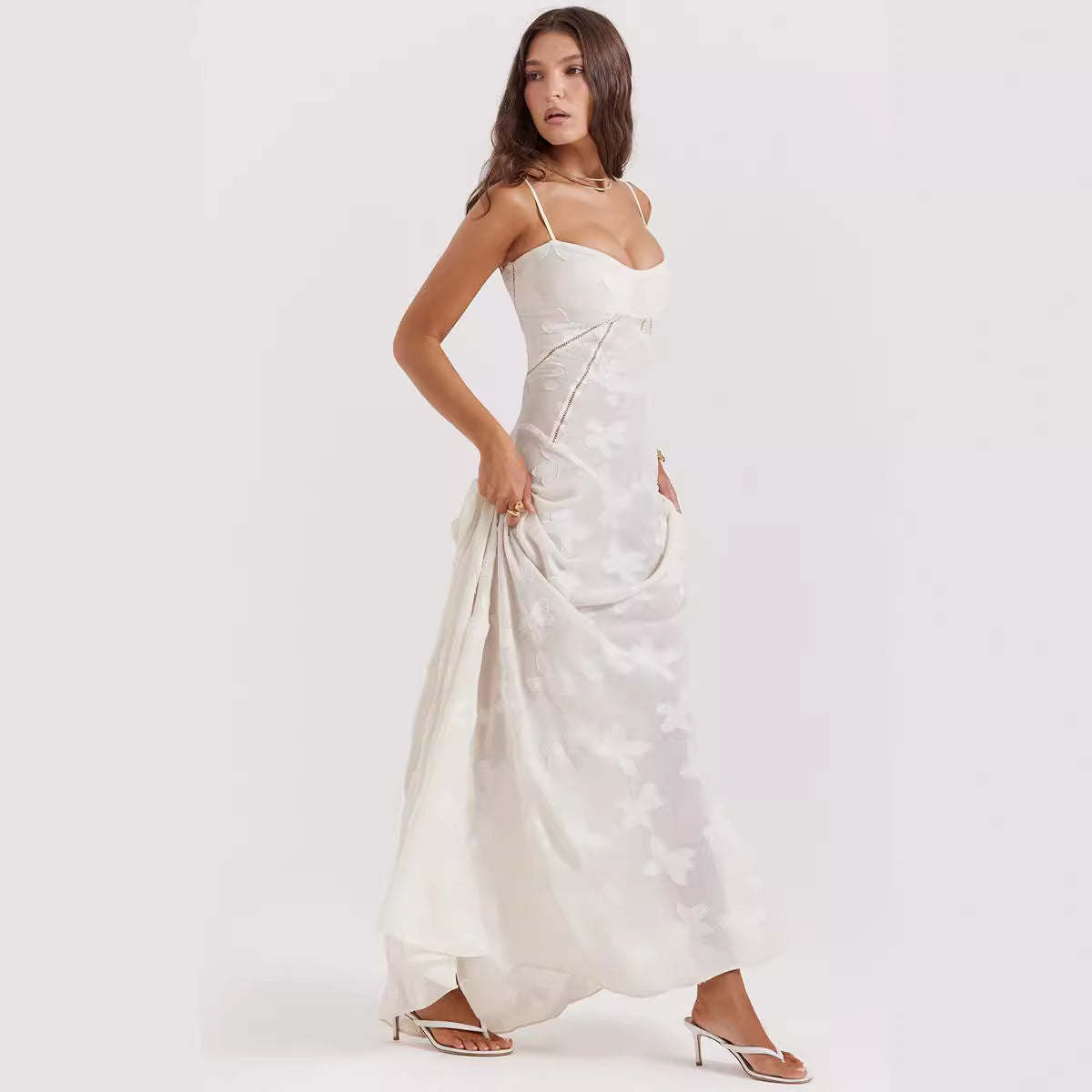 Elegant Womens Formal Gown with Embroidery