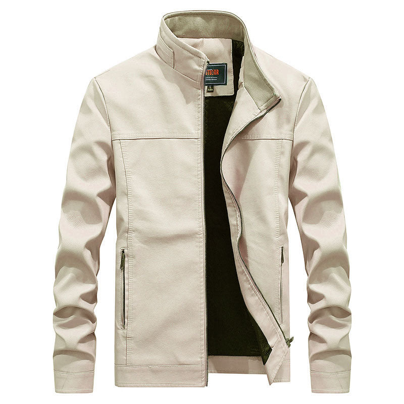 Men's Biker Jacket Slim Fit Faux Leather Zip Up