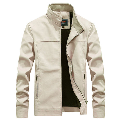 Men's Biker Jacket Slim Fit Faux Leather Zip Up