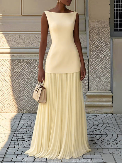Elegant Strapless Flowy Maxi Dress