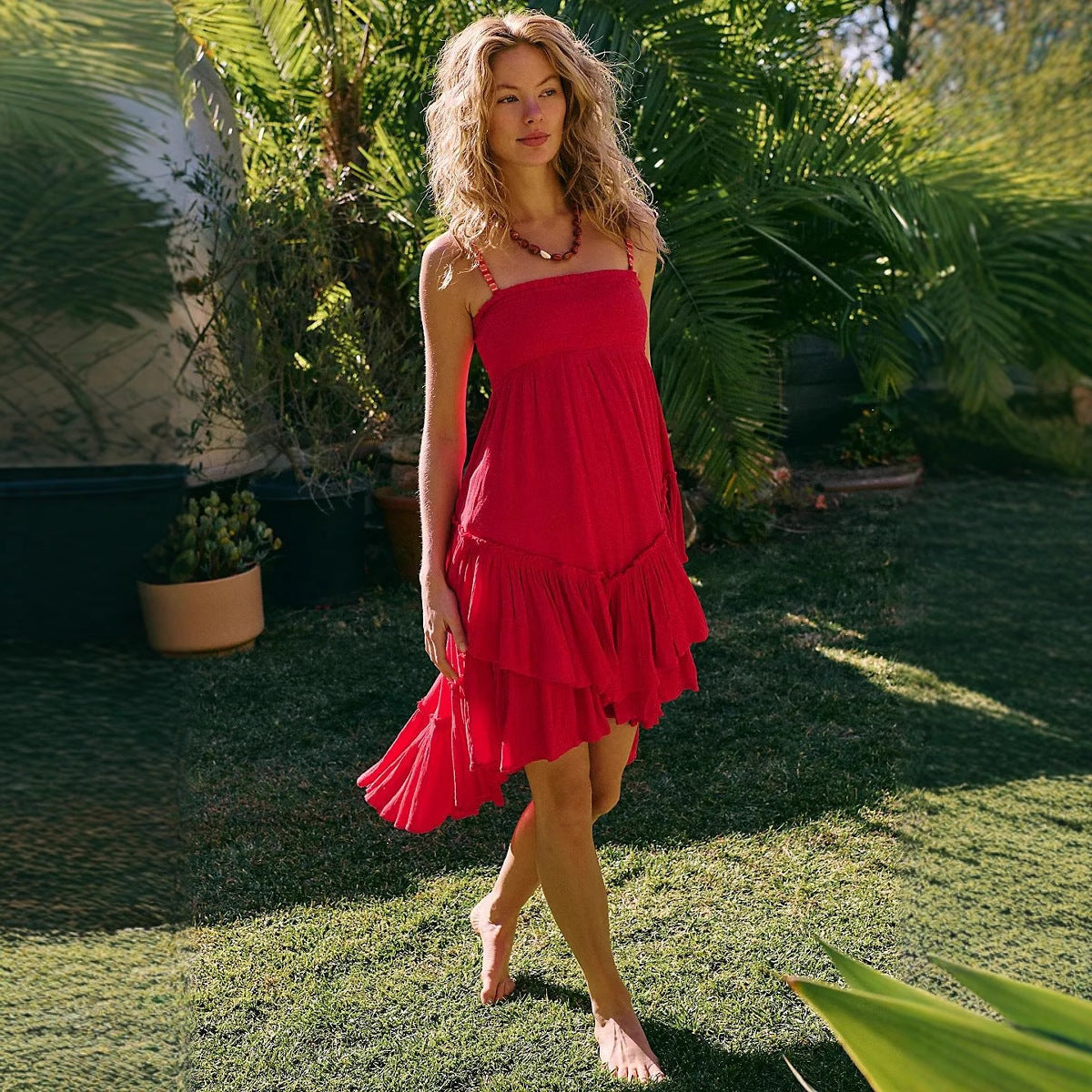 Sleeveless Summer Dress with Ruffled Skirt - Nocini