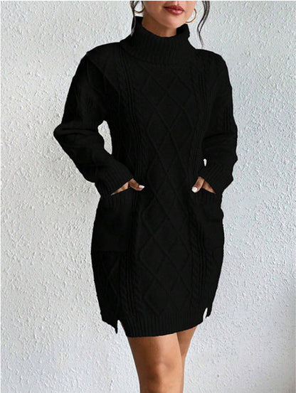 Fitted Women's Cable Knit Long Sleeve Dress