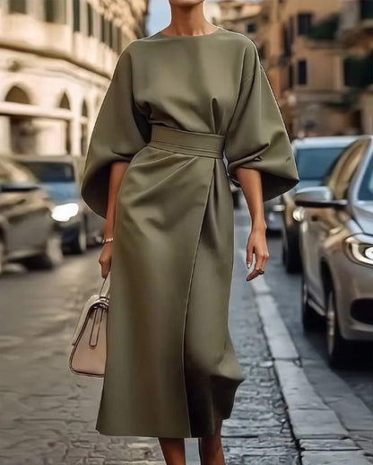 Flattering Long Sleeve Women's Dress with Fitted Waist