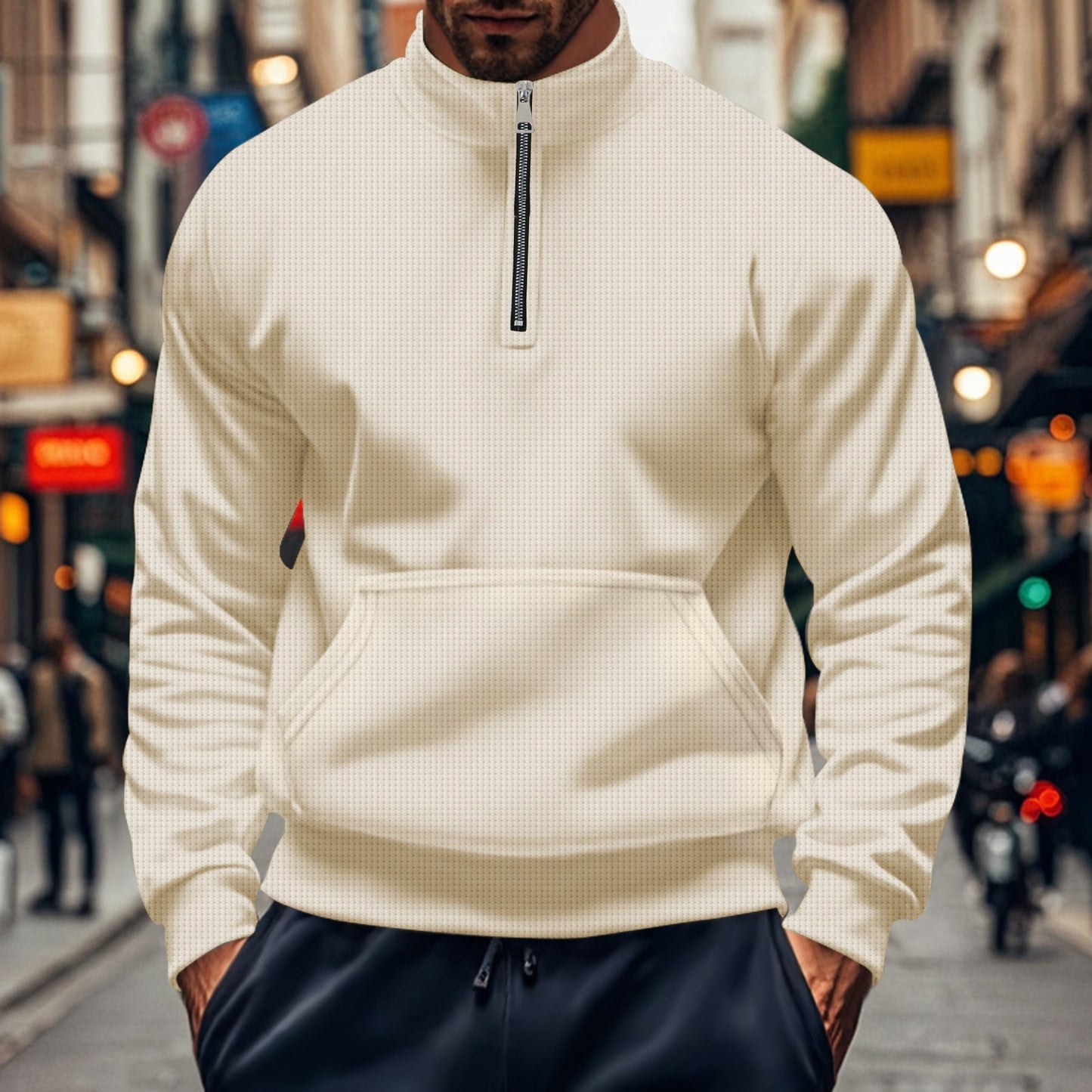 Casual Men's Cotton Zip Up Sweatshirt