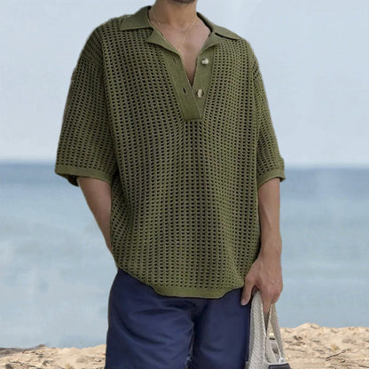 Relaxed Fit Men's Short Sleeve Sweater - Nocini