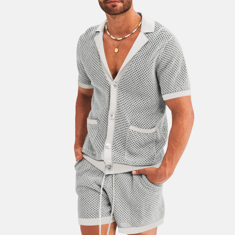 Breathable Summer Shirt and Shorts Set for Men