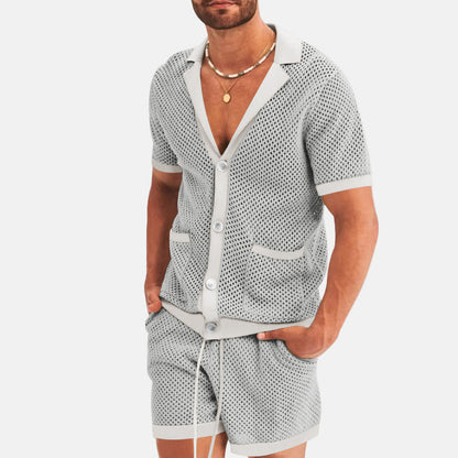 Breathable Summer Shirt and Shorts Set for Men