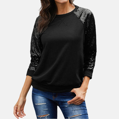 Sparkly Crewneck Oversized Glitter Sweatshirt - Nocini
