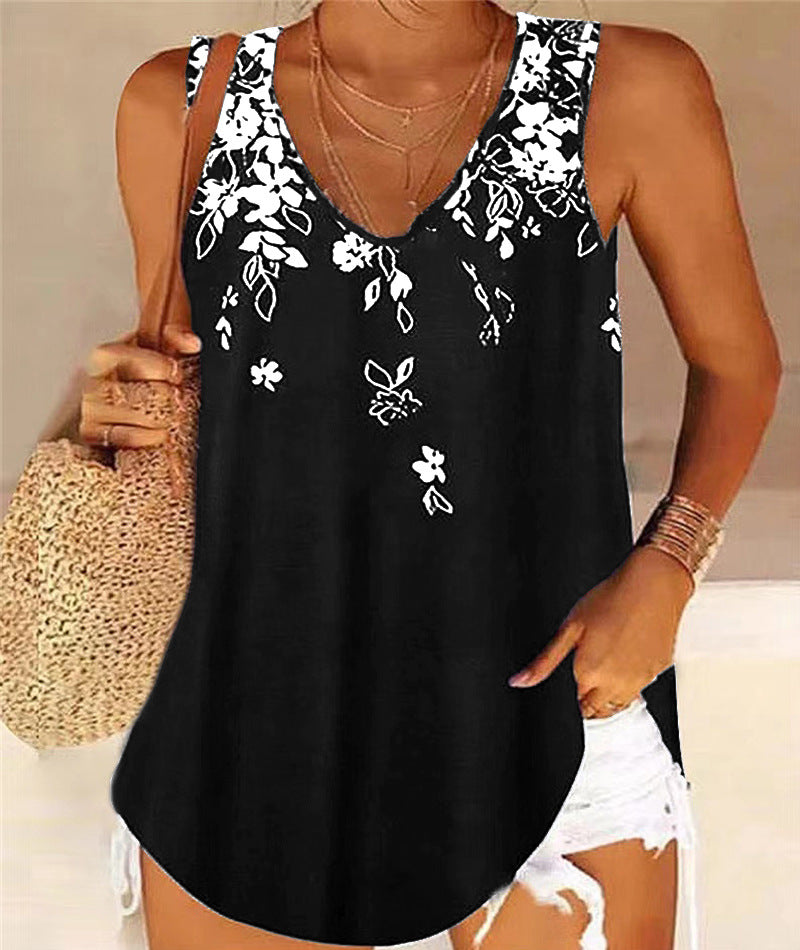Women's Casual V-Neck Tank Top Floral Lightweight - Nocini