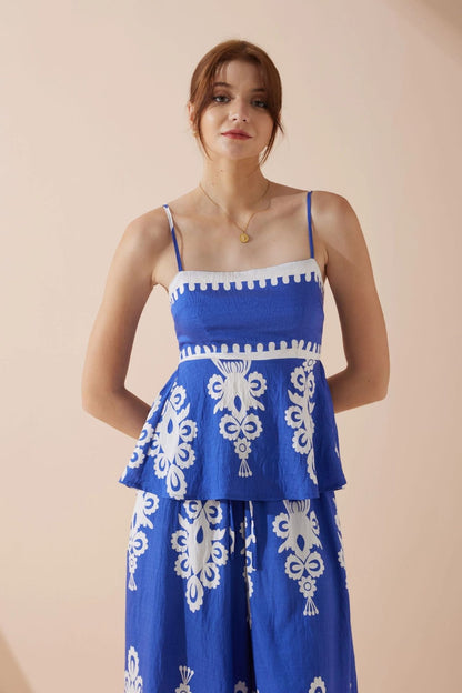 Summer Cotton Peplum Top and Skirt Set