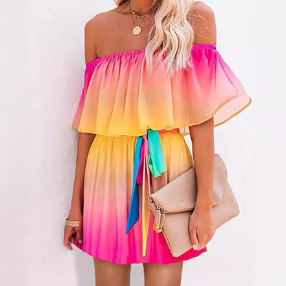 Sleeveless Mini Dress with Ruffled Waist and Airy Fabric - Nocini