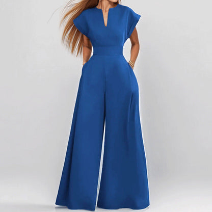 Relaxed Fit V Neck Jumpsuit with Pockets - Nocini