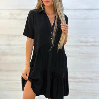 Casual Short Sleeve Cotton Sundress for Women - Nocini
