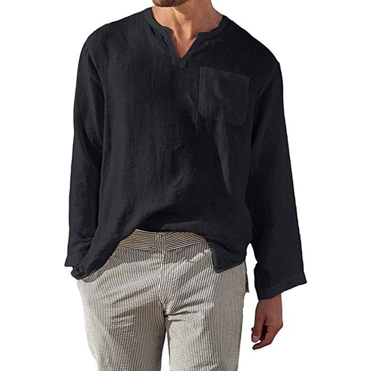 Casual Mens Linen Shirt with Long Sleeves