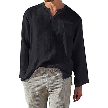 Casual Mens Linen Shirt with Long Sleeves