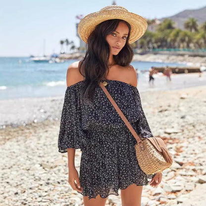 Ladies' Casual Off Shoulder Striped Summer Dress