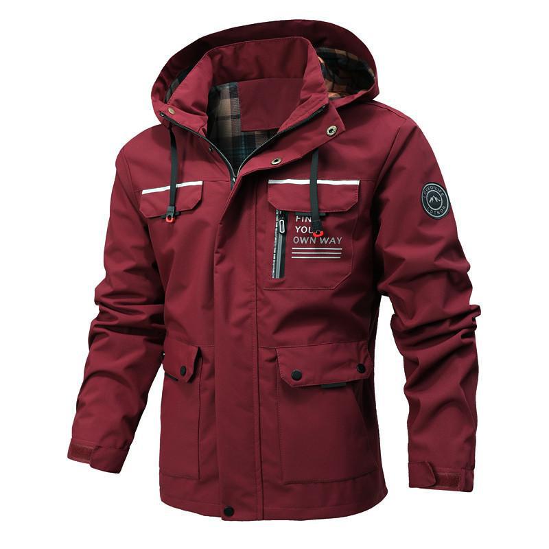 Waterproof Men's Jacket with Hood and Pockets
