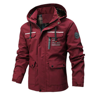 Waterproof Men's Jacket with Hood and Pockets