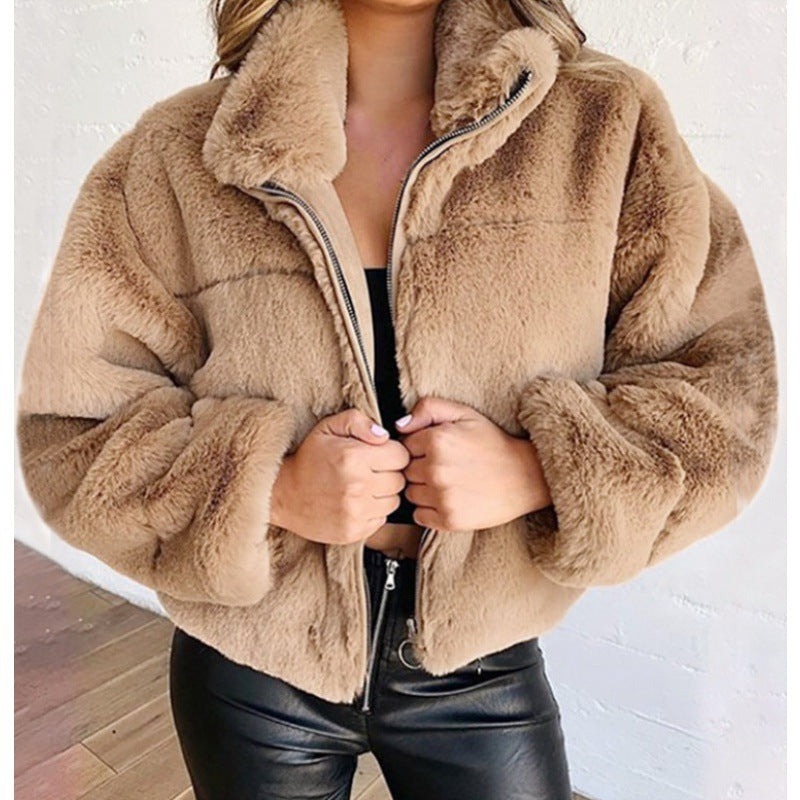 Ladies Warm Short Faux Fur Jacket - Nocini