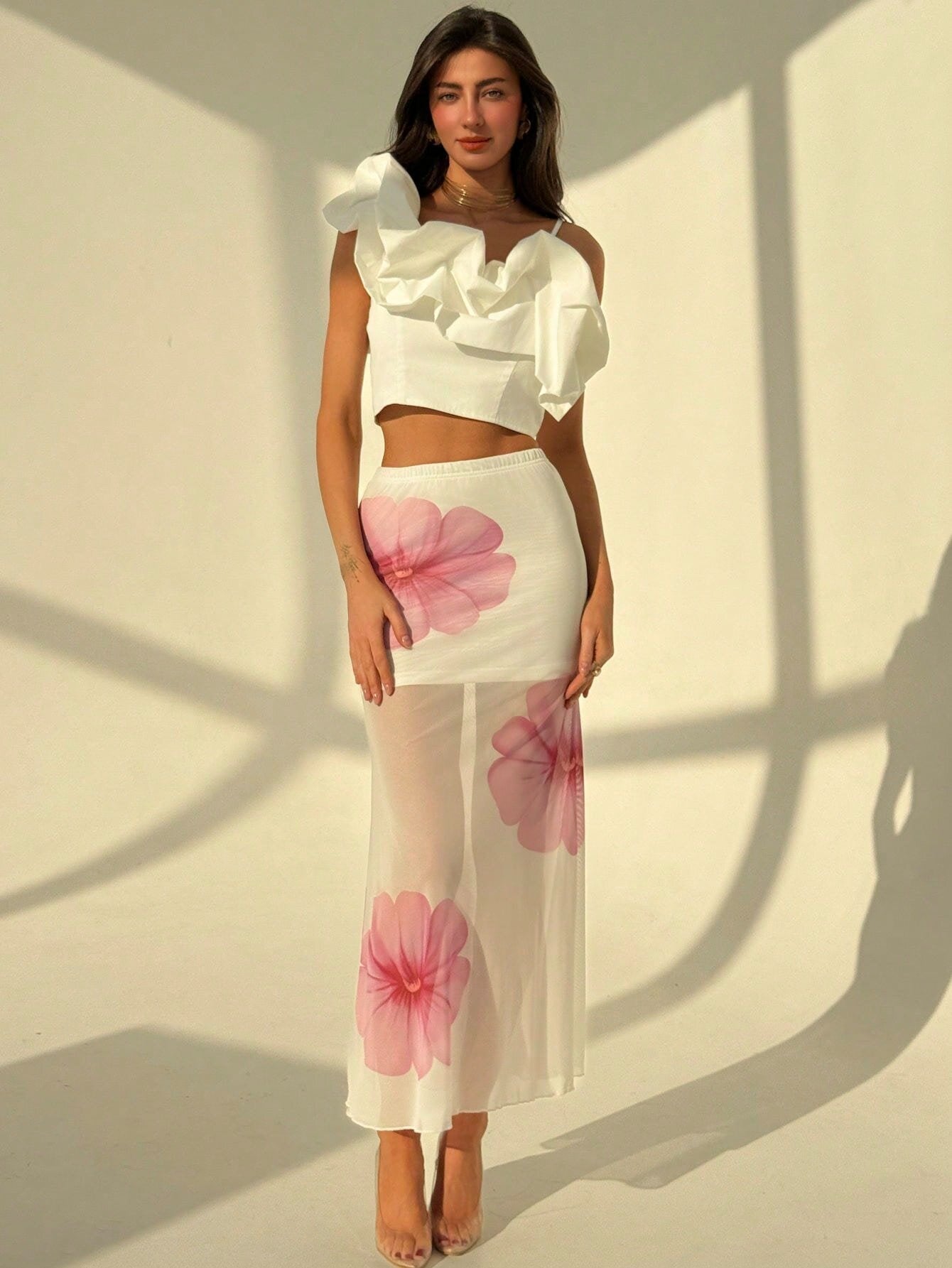 Sheer Floral Maxi Skirt