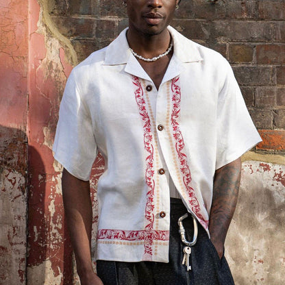 Casual Short Sleeve Linen Shirt for Men - Nocini