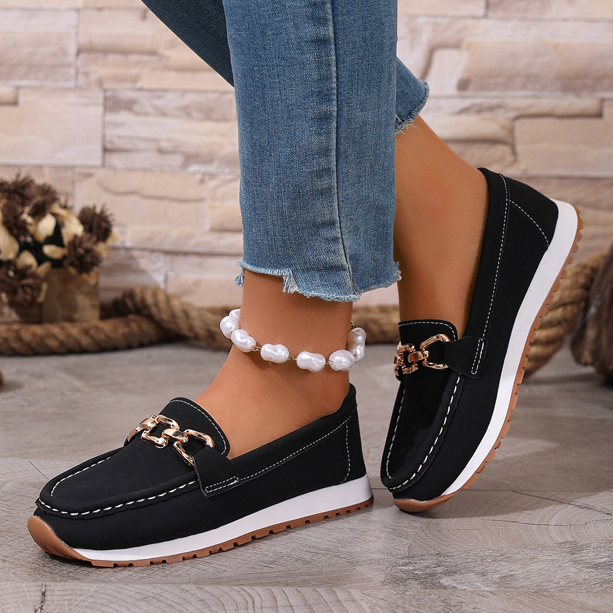 Luxurious Women's Slip On Loafers Comfortable Leather Shoes