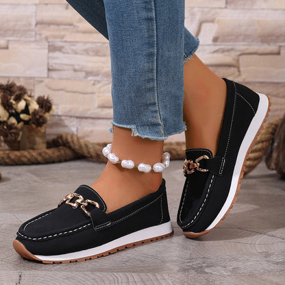 Luxurious Women's Slip On Loafers Comfortable Leather Shoes
