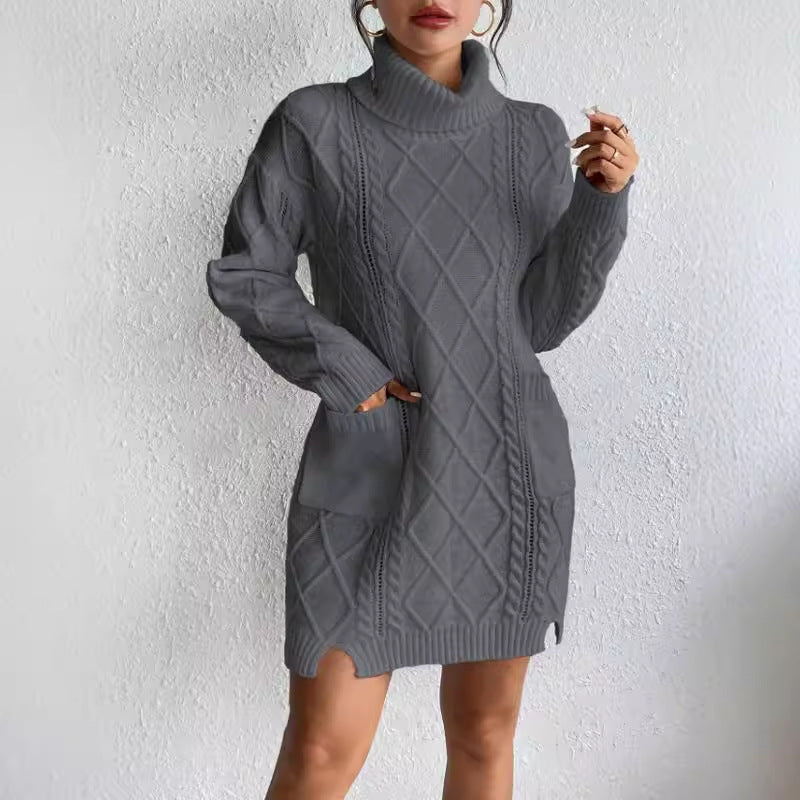 Fitted Women's Cable Knit Long Sleeve Dress