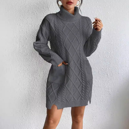 Fitted Women's Cable Knit Long Sleeve Dress