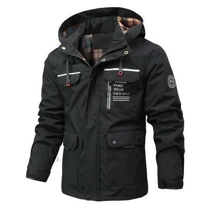 Waterproof Men's Jacket with Hood and Pockets
