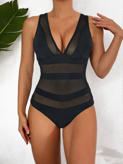 Women's Slim Fit One Piece Swimsuit Deep V Neck