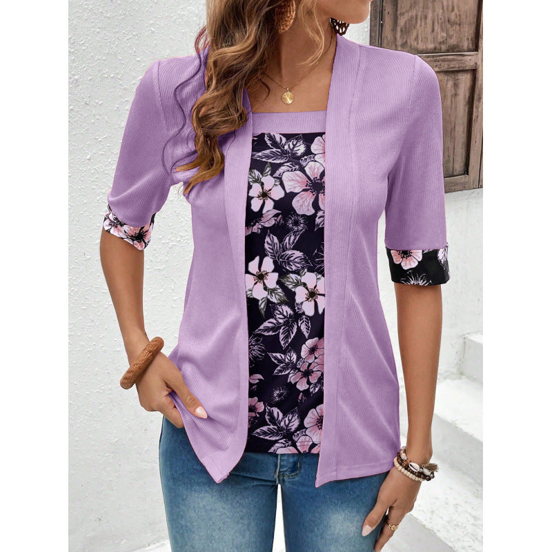 Comfortable Loose Fit Knit Womens Blouse Half Sleeve