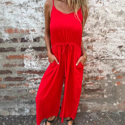 Loose Fit Women's Jumpsuit with Elastic Waist