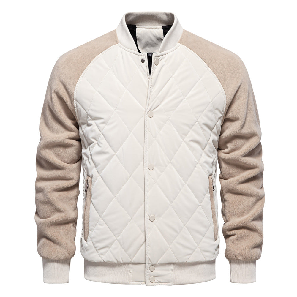 Warm Padded Bomber Jacket with Ribbed Collar - Nocini