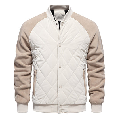 Warm Padded Bomber Jacket with Ribbed Collar - Nocini