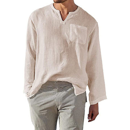 Casual Mens Linen Shirt with Long Sleeves