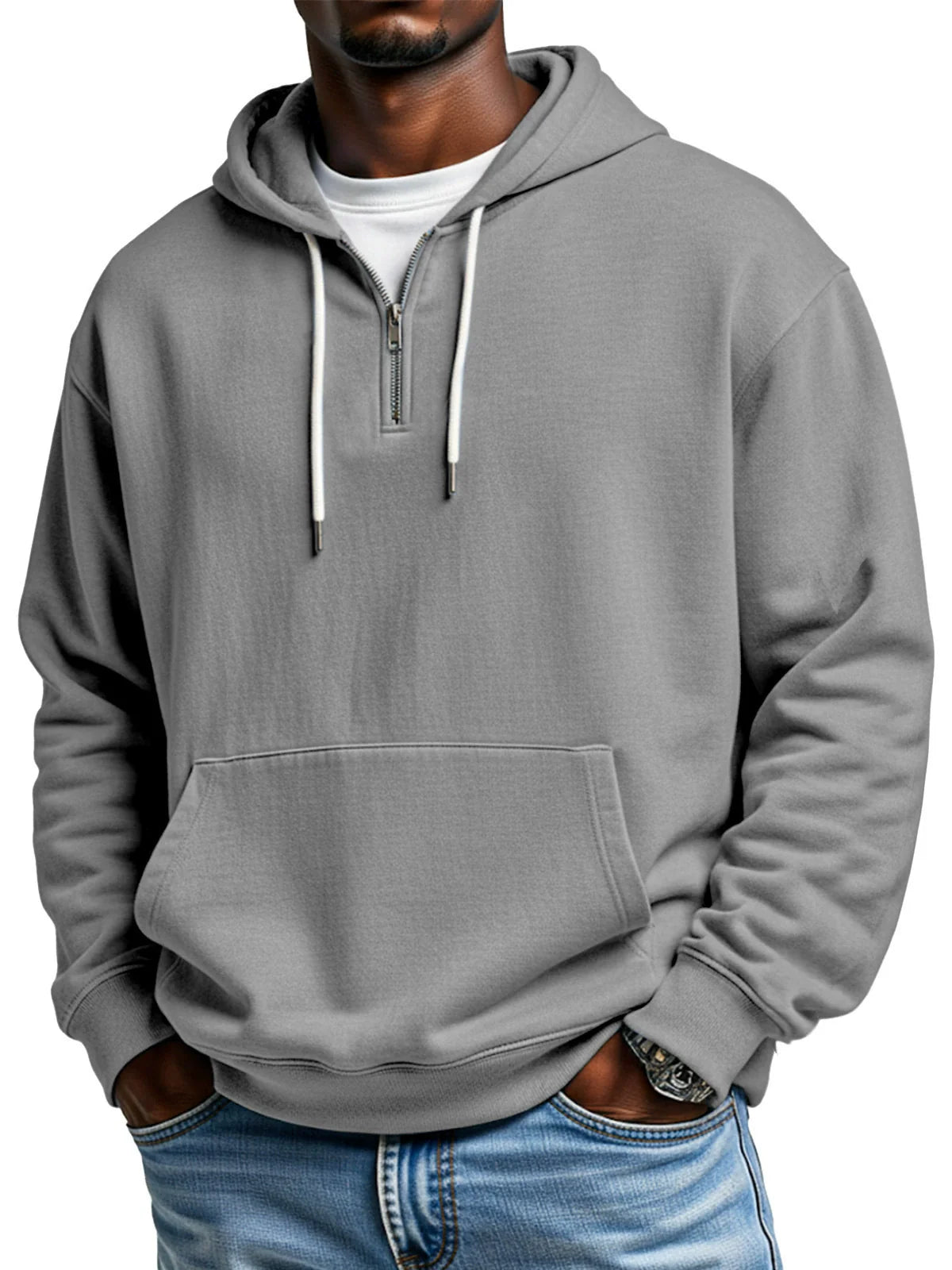 Men's Casual Hoodie Soft Quarter Zip Pocket