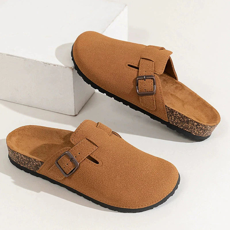 Comfortable Suede Slip On Clogs with Cushion Footbed