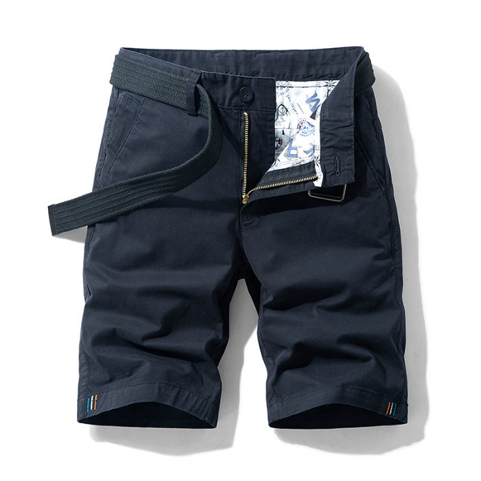 Comfortable Cotton Mens Shorts with Belt and Pockets - Nocini