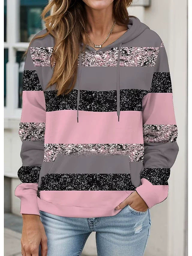 Comfy Women's Striped Hoodie with Pockets - Nocini