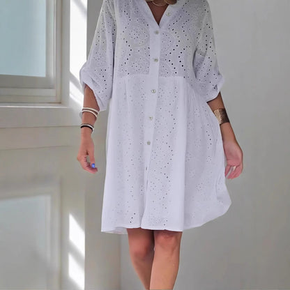 Casual Floral Midi Dress with V Neck and Pockets