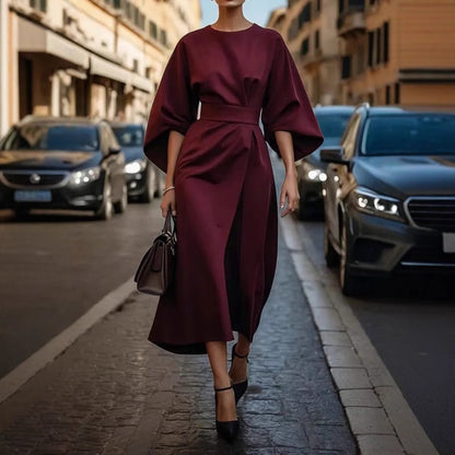 Flattering Long Sleeve Women's Dress with Fitted Waist