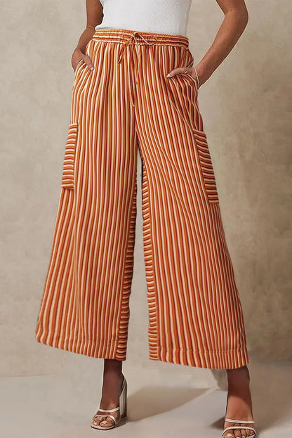 Comfy Wide Leg Women's Pants with Stripes
